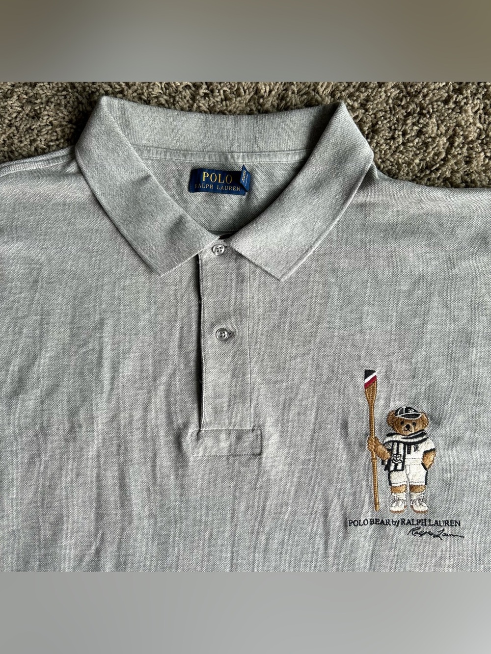 Polo Ralph Lauren Shirt Men 4XL TALL Gray Classic Bear Boathouse Paddle Row Oar